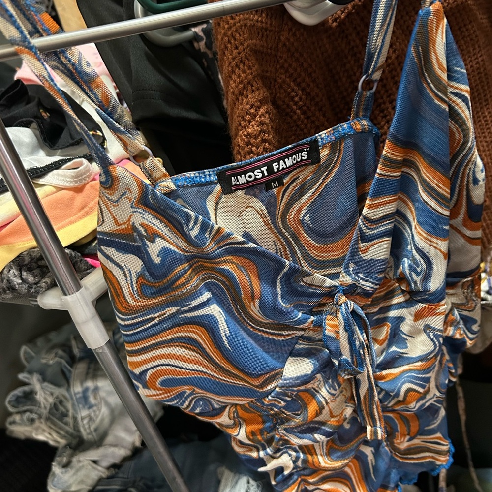 Almost Famous Blue and Orange Retro Wave One Piece